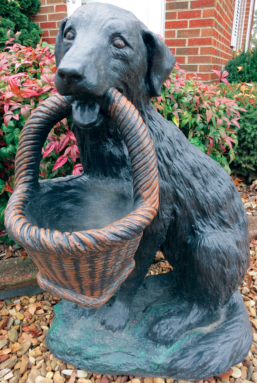 Harpers Statuary & Water Gardens - Large Dog with Basket